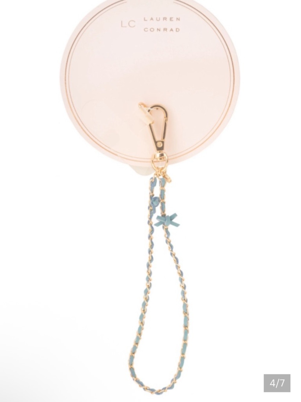 Lauren Conrad Wristlet Keychain Gold and Blue Suede